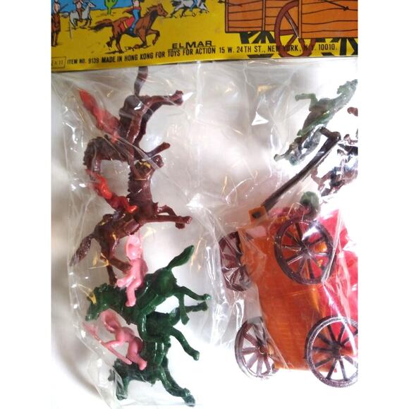 The Wagons West Plastic Toy Play Set Horses StageCoach Sealed Hong Kong 1970's - Picture 2 of 5